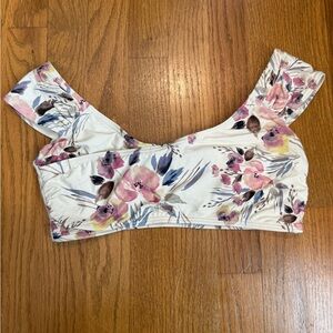 Billabong White Floral Scoop Bikini Top